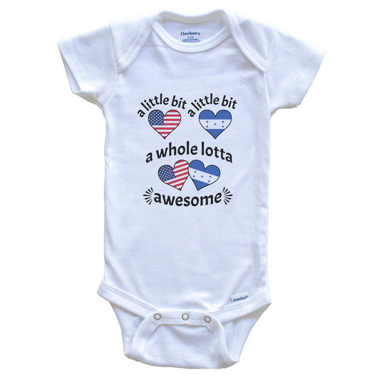 A Little Bit Honduran American Honduras USA Heart Flags Baby Bodysuit