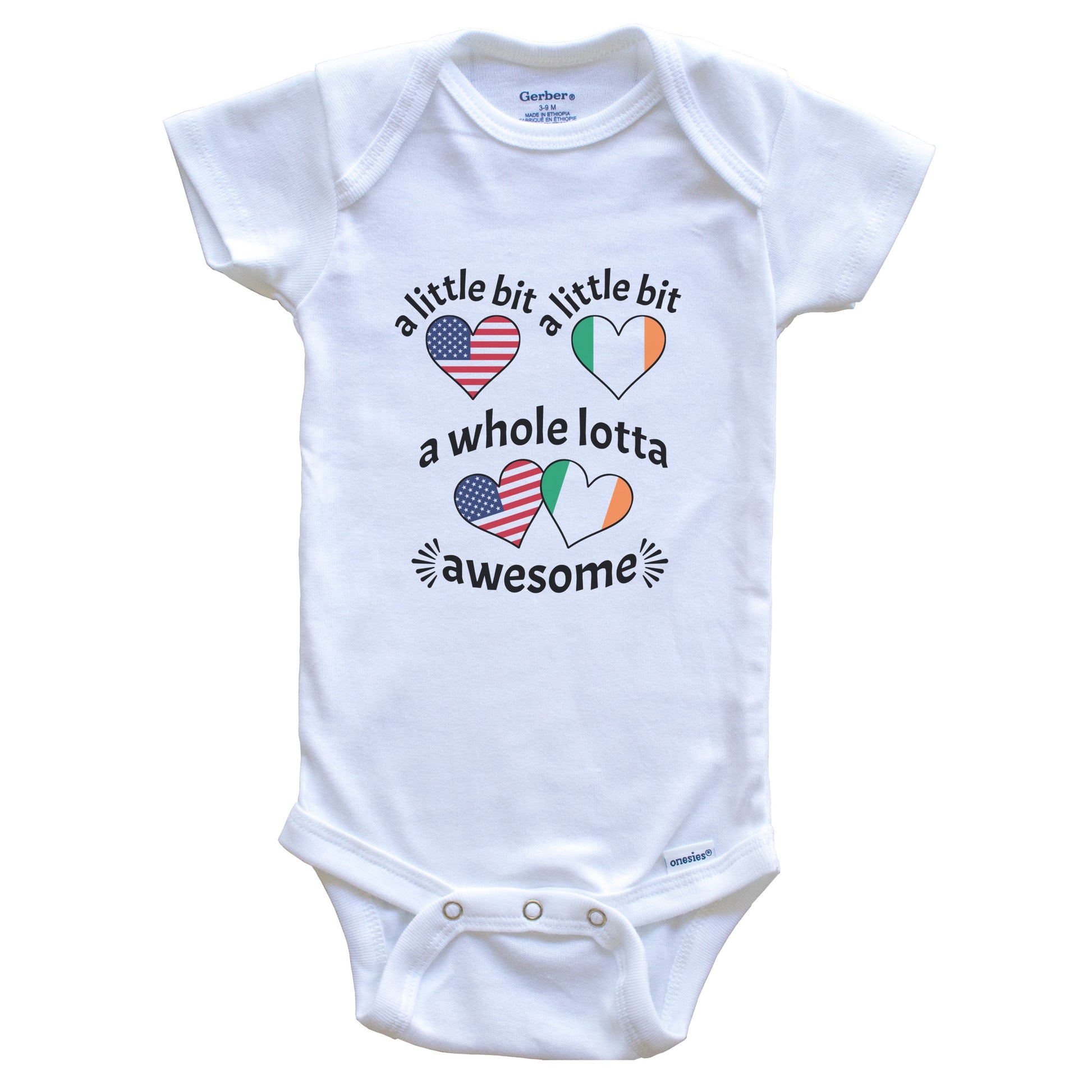 A Little Bit Irish American Ireland USA Heart Flags Baby Bodysuit