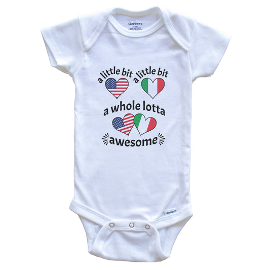 A Little Bit Italian American Italy USA Heart Flags Baby Bodysuit