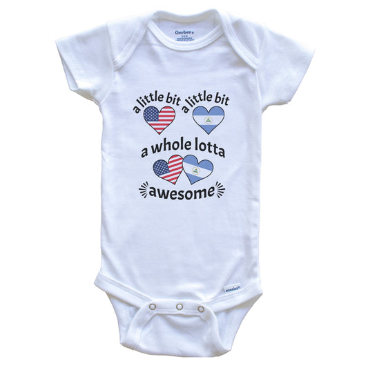 A Little Bit Nicaraguan American Nicaragua USA Heart Flags Baby Bodysuit