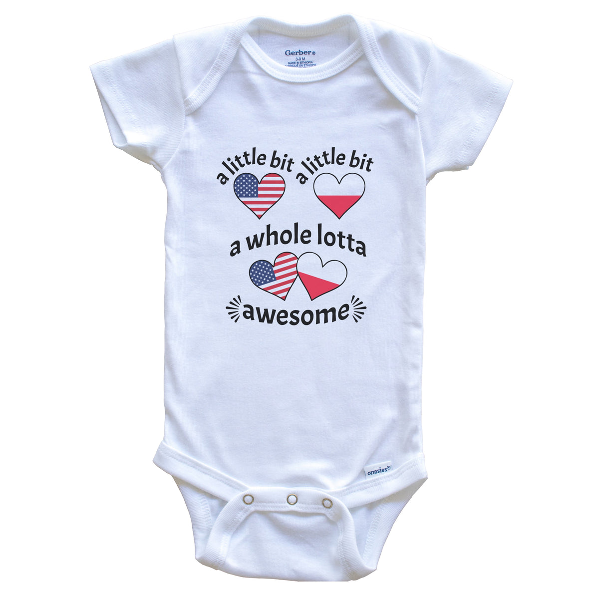 A Little Bit Polish American Poland USA Heart Flags Baby Bodysuit