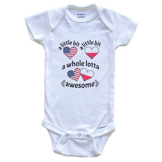 A Little Bit Polish American Poland USA Heart Flags Baby Bodysuit