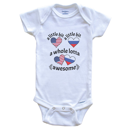A Little Bit Russian American Russia USA Heart Flags Baby Bodysuit