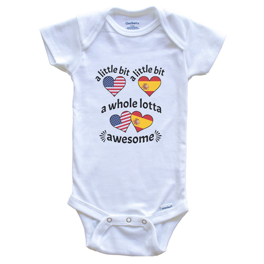 A Little Bit Spanish American Spain USA Heart Flags Baby Bodysuit