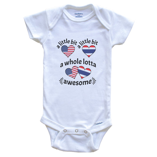 A Little Bit Thai American Thailand USA Heart Flags Baby Bodysuit