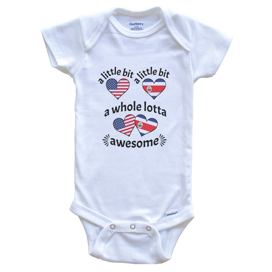 A Little Bit Costa Rican American Costa Rica USA Heart Flags Baby Bodysuit