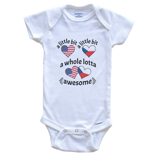 A Little Bit Czech American Czech Republic USA Heart Flags Baby Bodysuit
