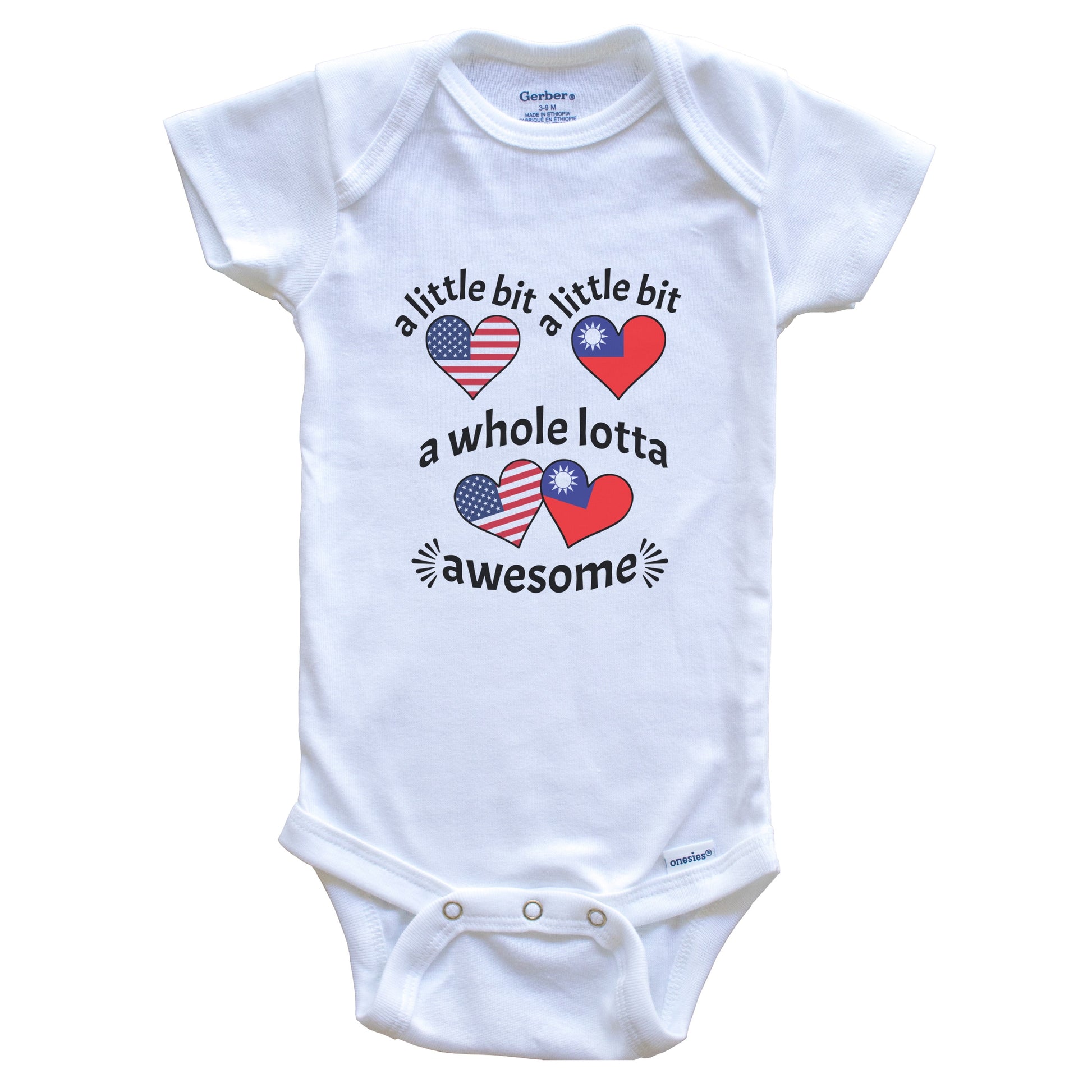 A Little Bit Taiwanese American Taiwan USA Heart Flags Baby Bodysuit