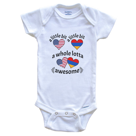 A Little Bit Armenian American Armenia USA Heart Flags Baby Bodysuit