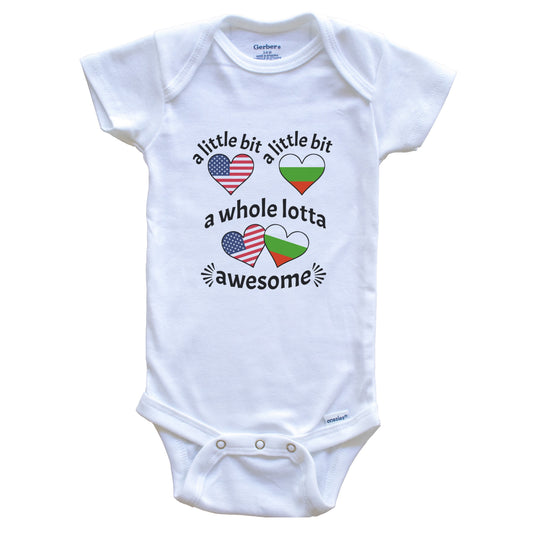A Little Bit Bulgarian American Bulgaria USA Heart Flags Baby Bodysuit