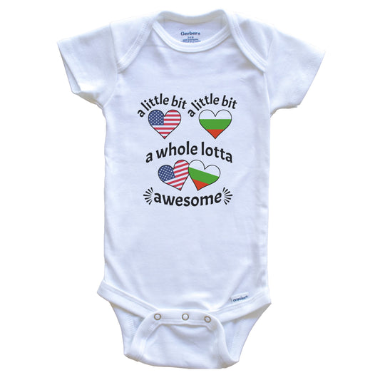 A Little Bit Bulgarian American Bulgaria USA Heart Flags Baby Bodysuit