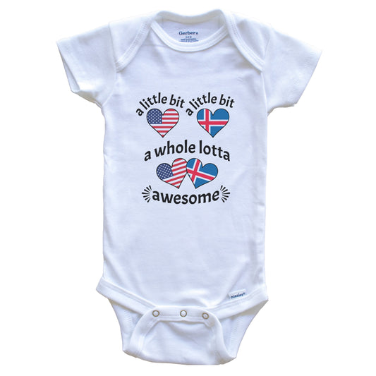 A Little Bit Icelandic American Iceland USA Heart Flags Baby Bodysuit
