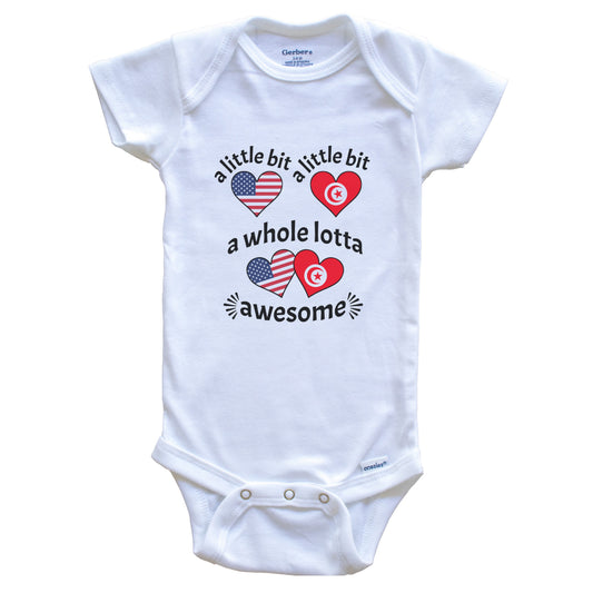 A Little Bit Tunisian American Tunisia USA Heart Flags Baby Bodysuit