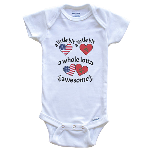 A Little Bit Moroccan American Morocco USA Heart Flags Baby Bodysuit