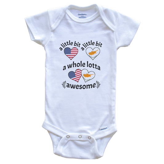 A Little Bit Cypriot American Cyprus USA Heart Flags Baby Bodysuit