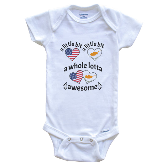 A Little Bit Cypriot American Cyprus USA Heart Flags Baby Bodysuit