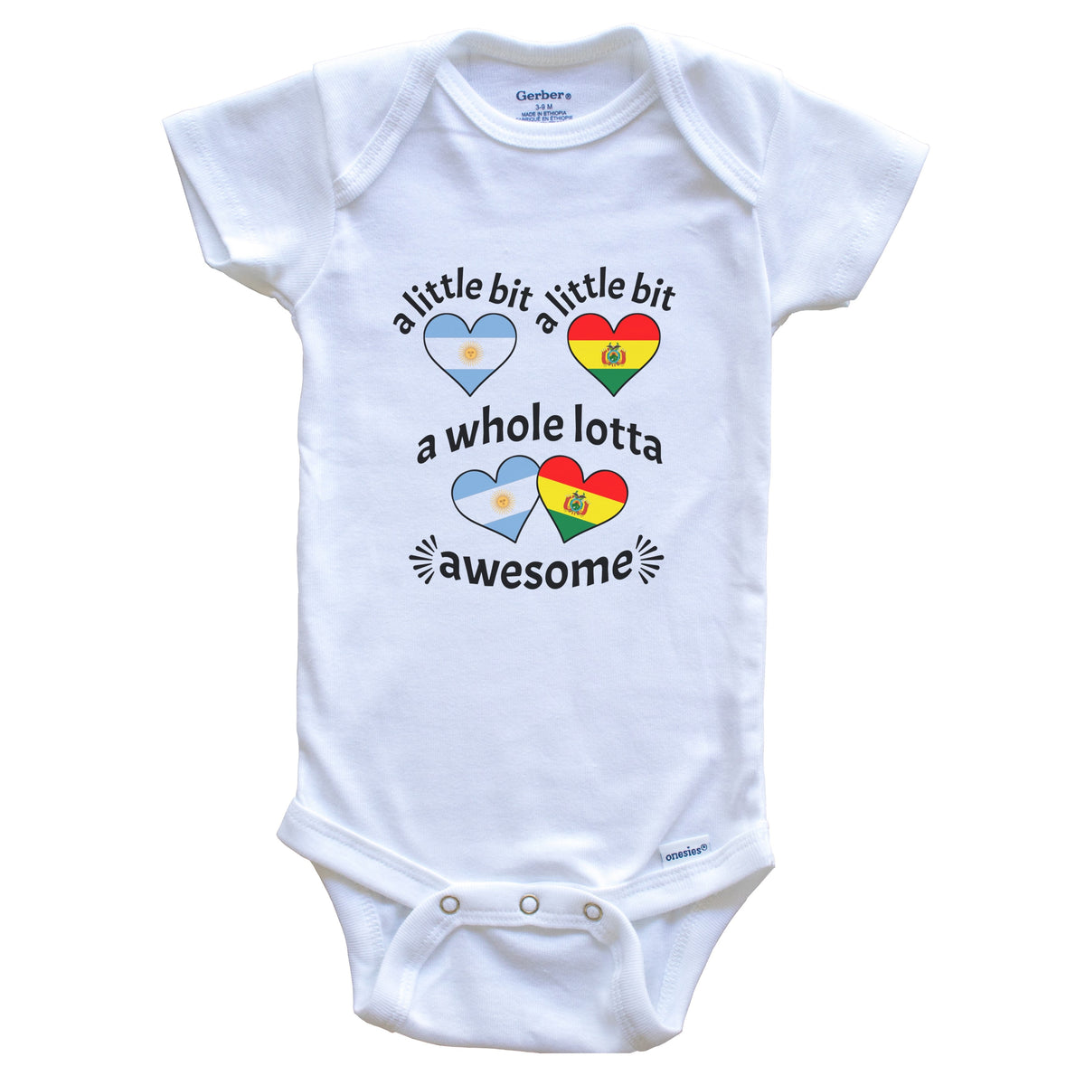 A Little Bit Argentinian Bolivian Argentina Bolivia Heart Flags Baby Bodysuit