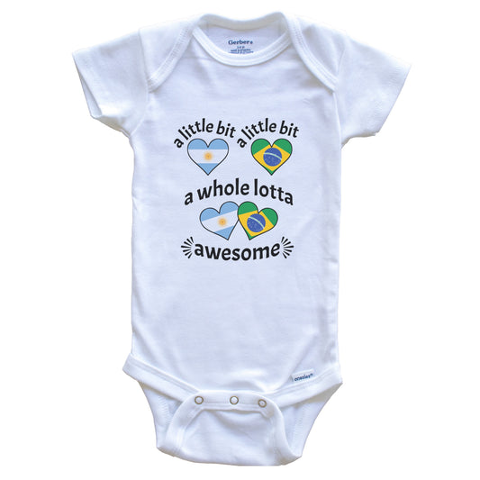 A Little Bit Argentinian Brazilian Argentina Brazil Heart Flags Baby Bodysuit