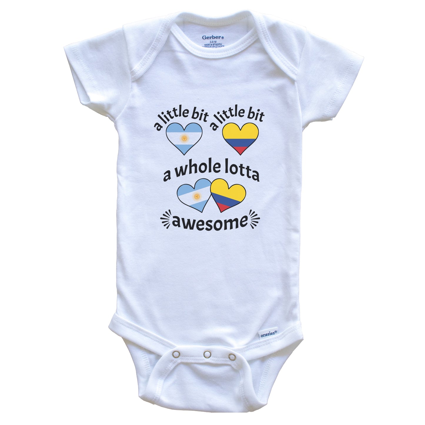 A Little Bit Argentinian Colombian Argentina Colombia Heart Flags Baby Bodysuit