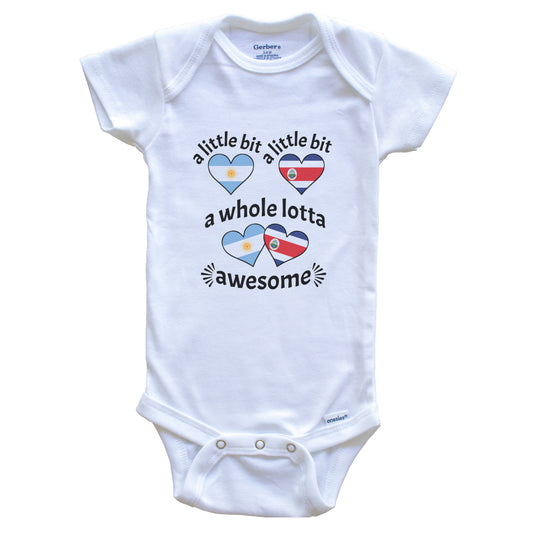 A Little Bit Argentinian Costa Rican Argentina Costa Rica Heart Flags Baby Bodysuit