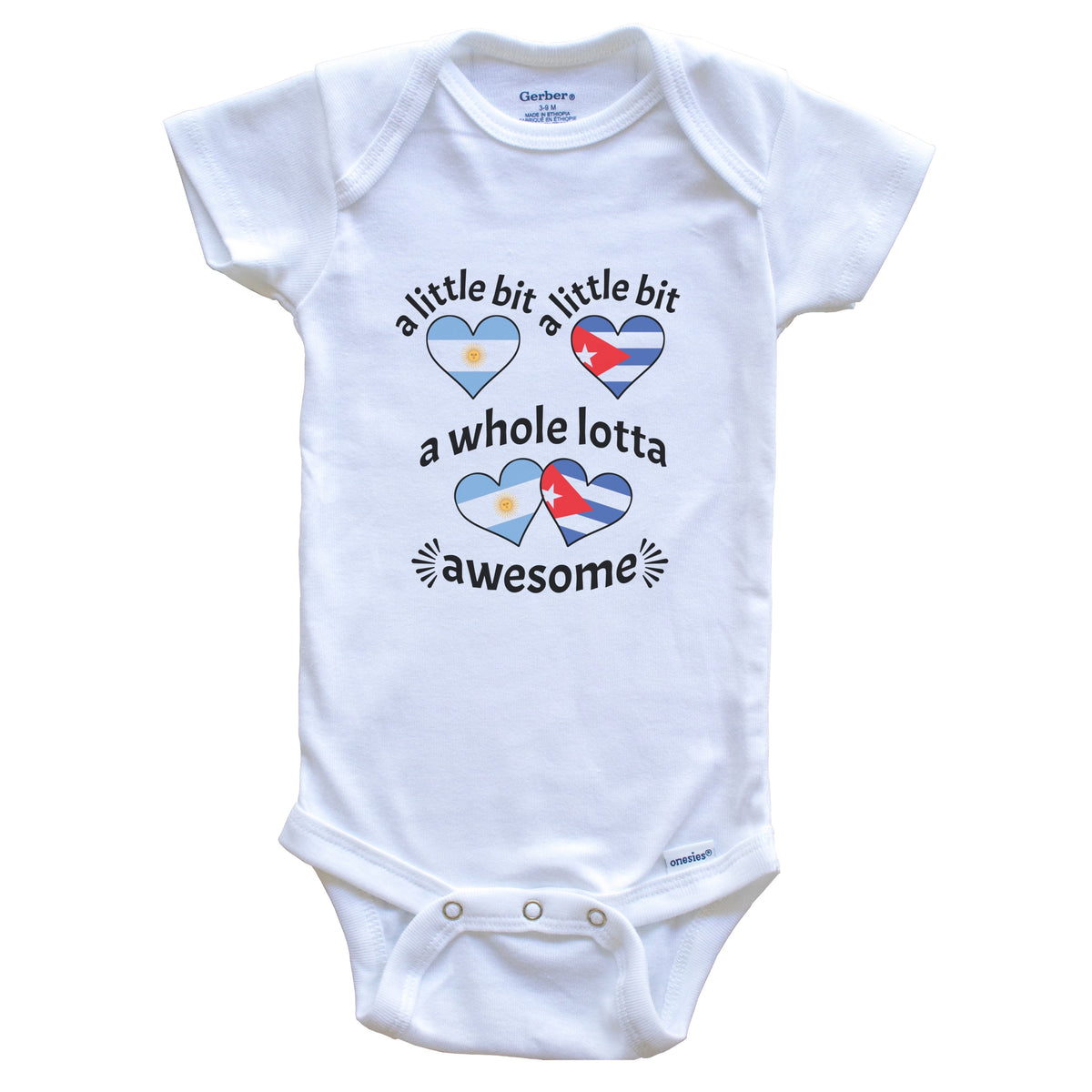 A Little Bit Argentinian Cuban Argentina Cuba Heart Flags Baby Bodysuit