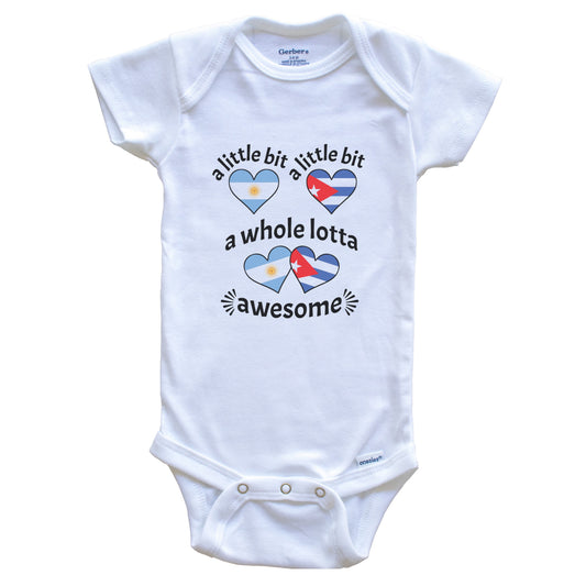A Little Bit Argentinian Cuban Argentina Cuba Heart Flags Baby Bodysuit