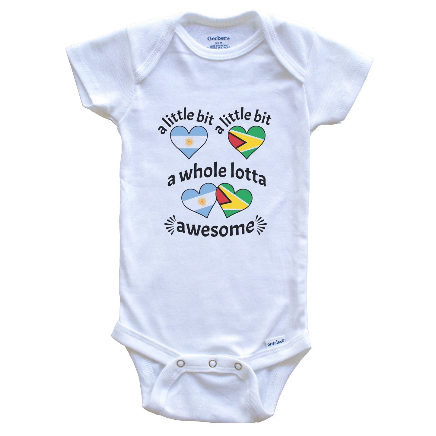 A Little Bit Argentinian Guyanese Argentina Guyana Heart Flags Baby Bodysuit
