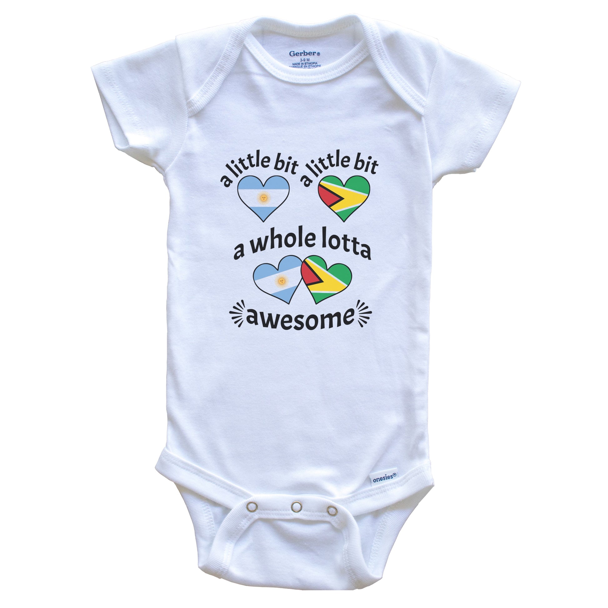 A Little Bit Argentinian Guyanese Argentina Guyana Heart Flags Baby Bodysuit