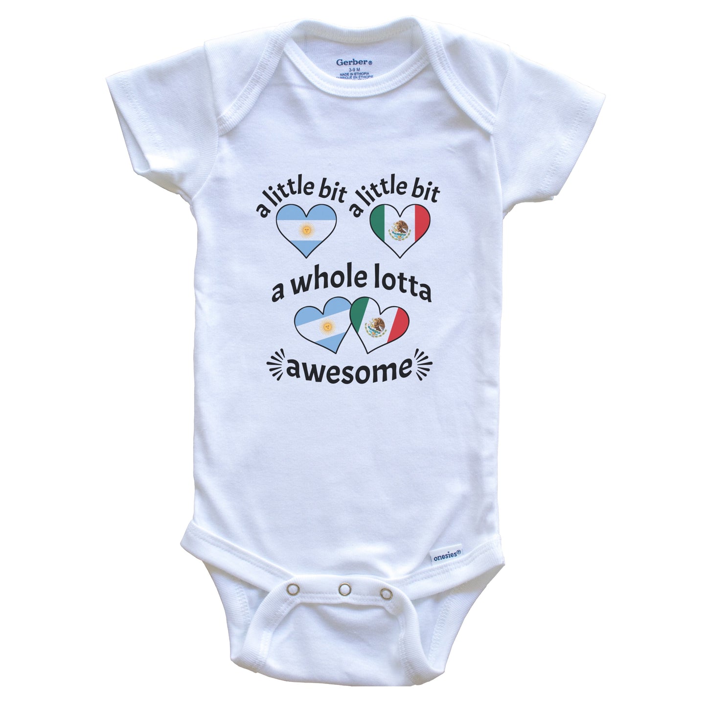 A Little Bit Argentinian Mexican Argentina Mexico Heart Flags Baby Bodysuit