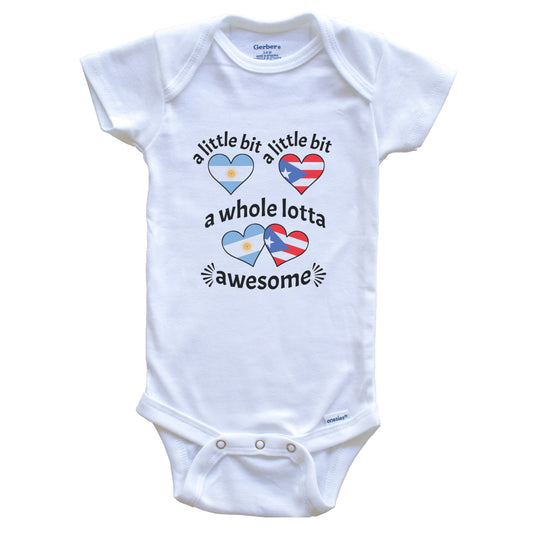A Little Bit Argentinian Puerto Rican Argentina Puerto Rico Heart Flags Baby Bodysuit