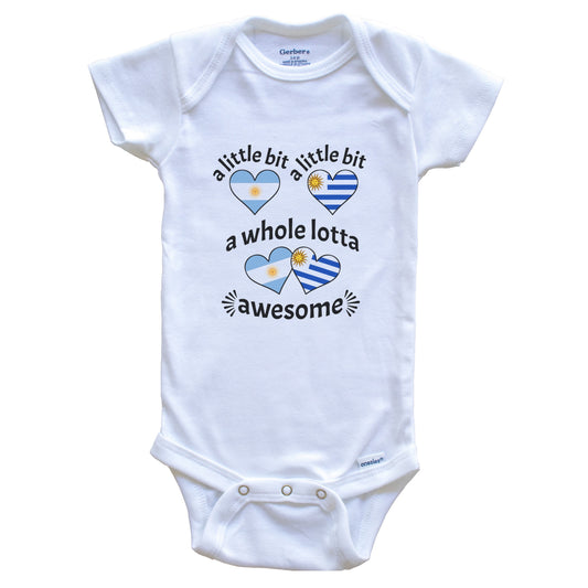 A Little Bit Argentinian Uruguayan Argentina Uruguay Heart Flags Baby Bodysuit