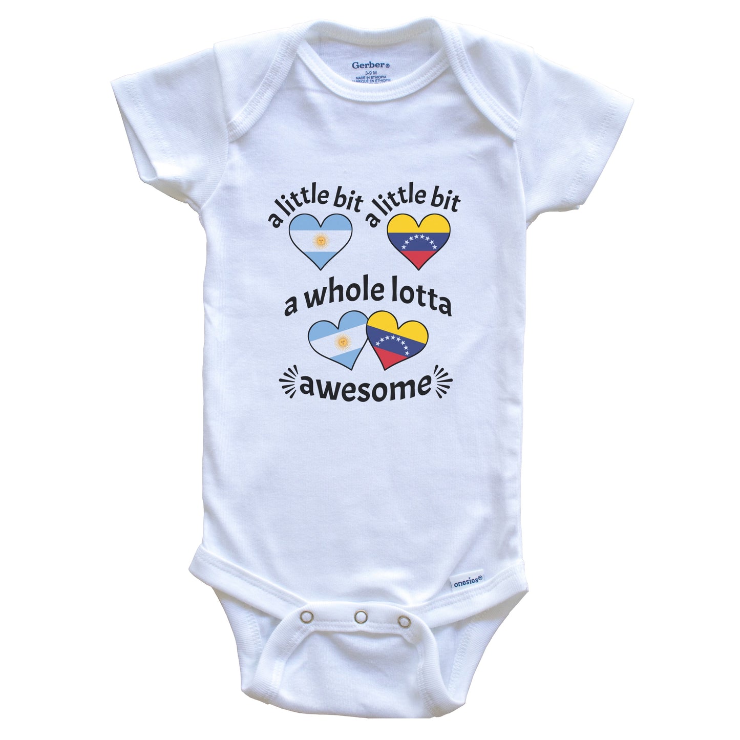 A Little Bit Argentinian Venezuelan Argentina Venezuela Heart Flags Baby Bodysuit