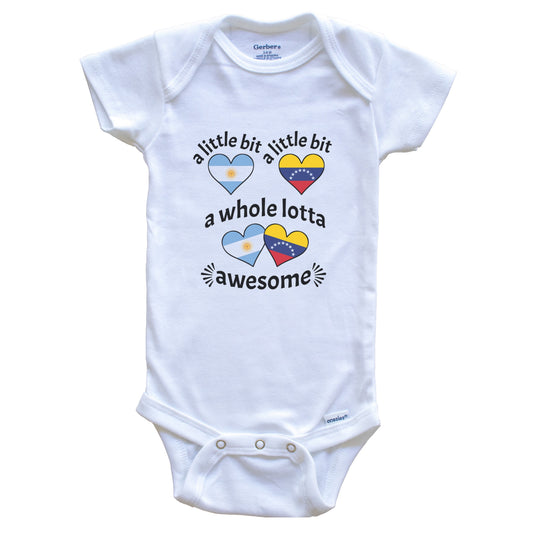 A Little Bit Argentinian Venezuelan Argentina Venezuela Heart Flags Baby Bodysuit