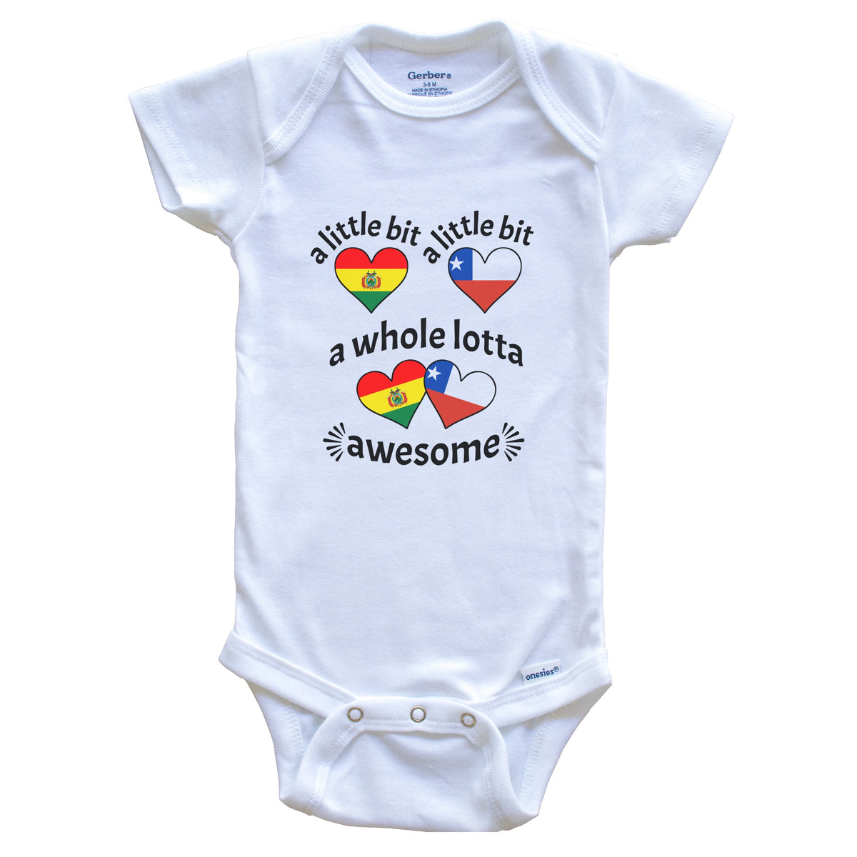 A Little Bit Bolivian Chilean Bolivia Chile Heart Flags Baby Bodysuit