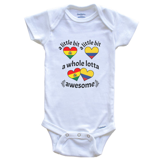 A Little Bit Bolivian Colombian Bolivia Colombia Heart Flags Baby Bodysuit