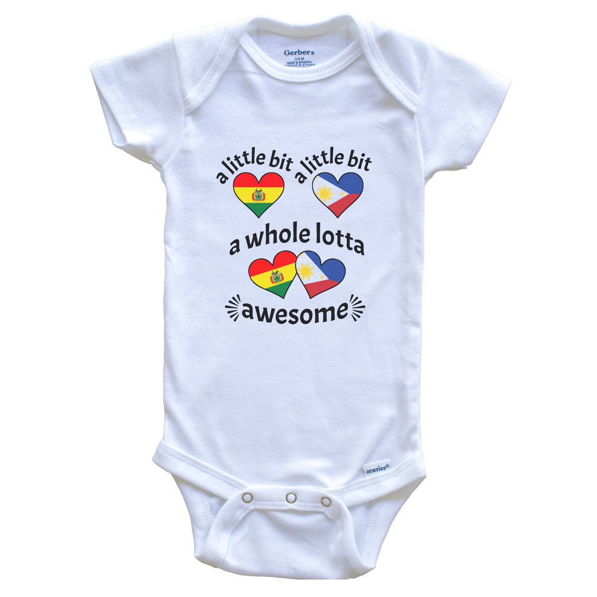 A Little Bit Bolivian Filipino Bolivia Philippines Heart Flags Baby Bodysuit