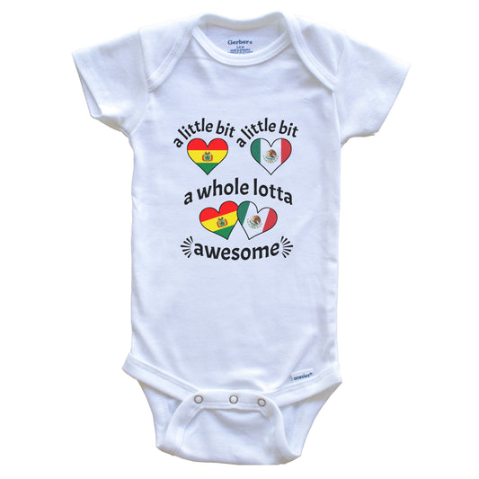 A Little Bit Bolivian Mexican Bolivia Mexico Heart Flags Baby Bodysuit