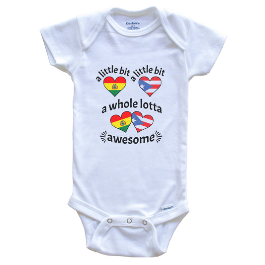 A Little Bit Bolivian Puerto Rican Bolivia Puerto Rico Heart Flags Baby Bodysuit