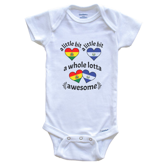 A Little Bit Bolivian Salvadorian Bolivia El Salvador Heart Flags Baby Bodysuit