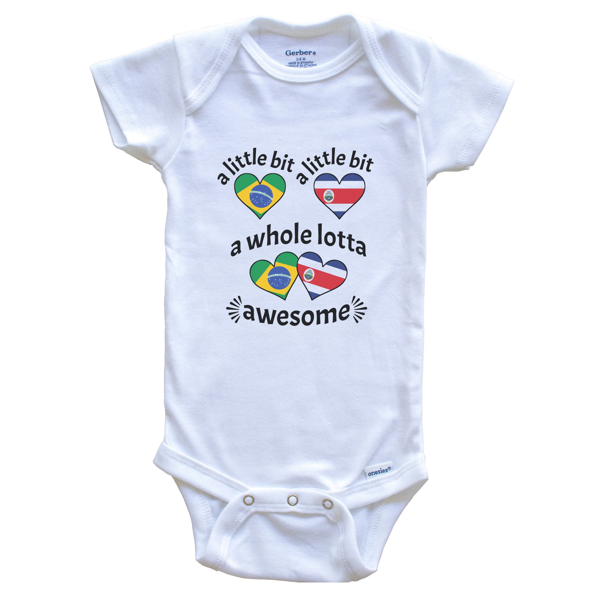A Little Bit Brazilian Costa Rican Brazil Costa Rica Heart Flags Baby Bodysuit