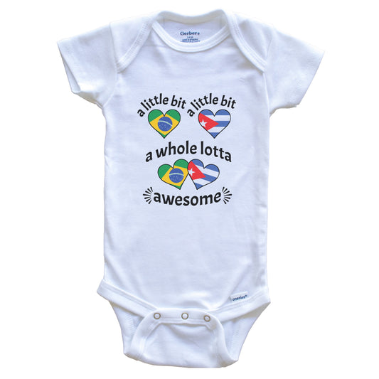 A Little Bit Brazilian Cuban Brazil Cuba Heart Flags Baby Bodysuit