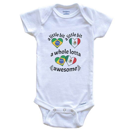 A Little Bit Brazilian Mexican Brazil Mexico Heart Flags Baby Bodysuit
