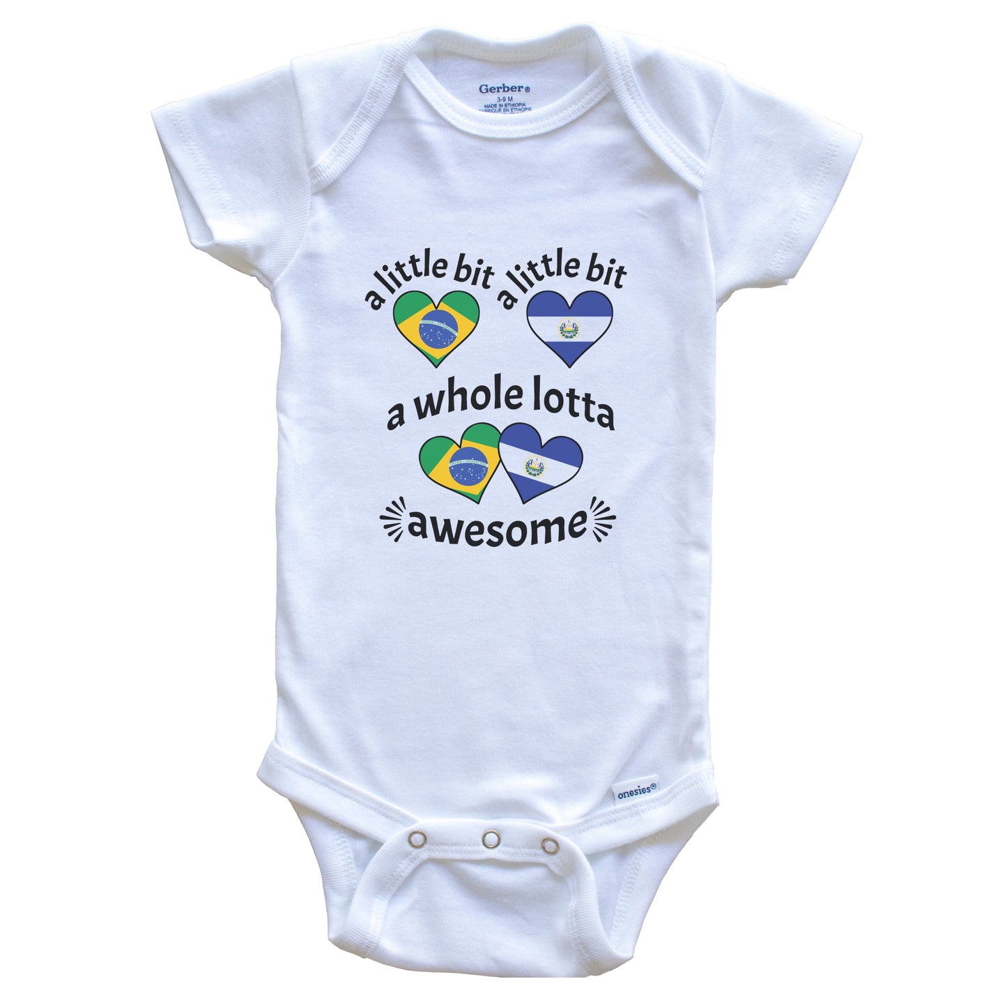 A Little Bit Brazilian Salvadorian Brazil El Salvador Heart Flags Baby Bodysuit