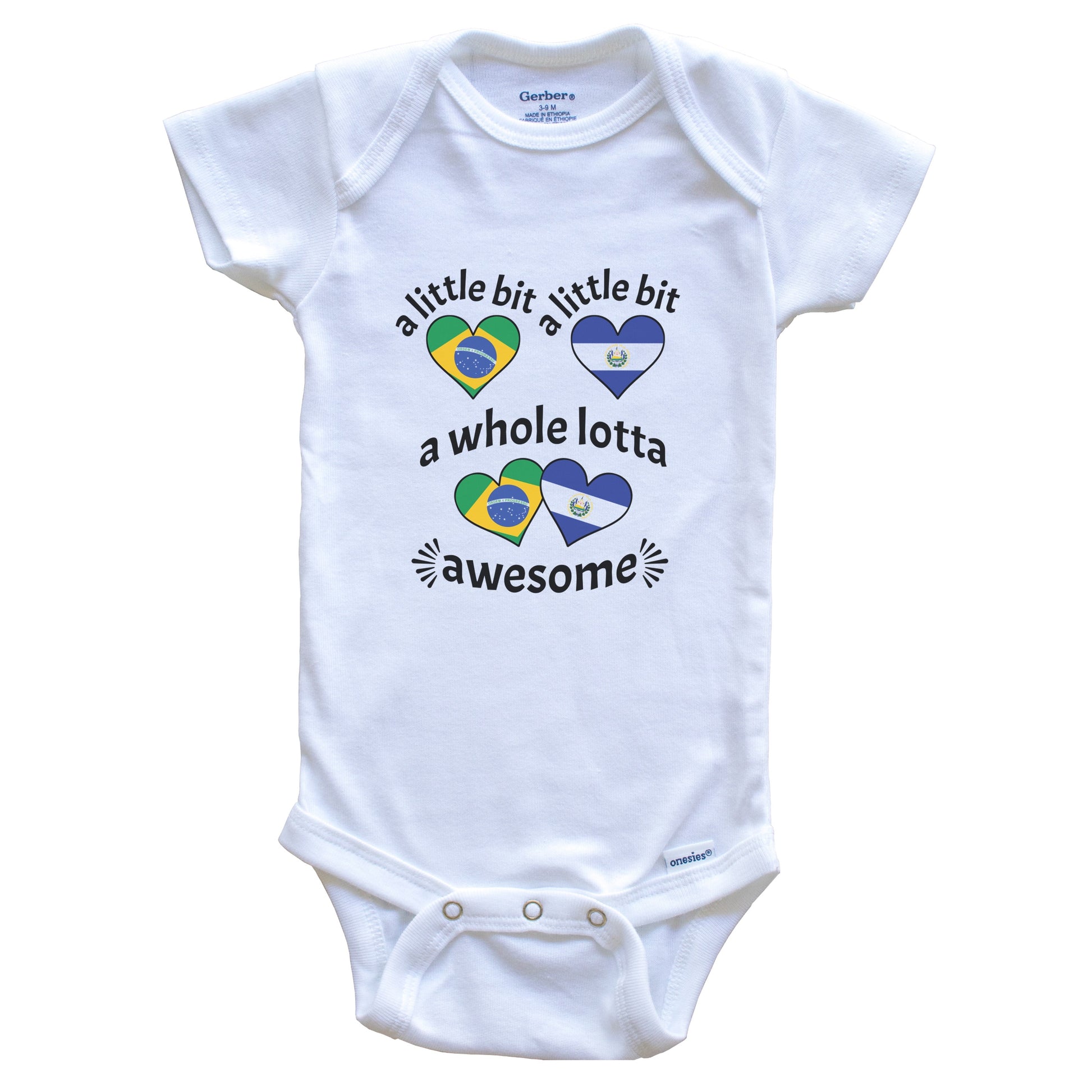 A Little Bit Brazilian Salvadorian Brazil El Salvador Heart Flags Baby Bodysuit