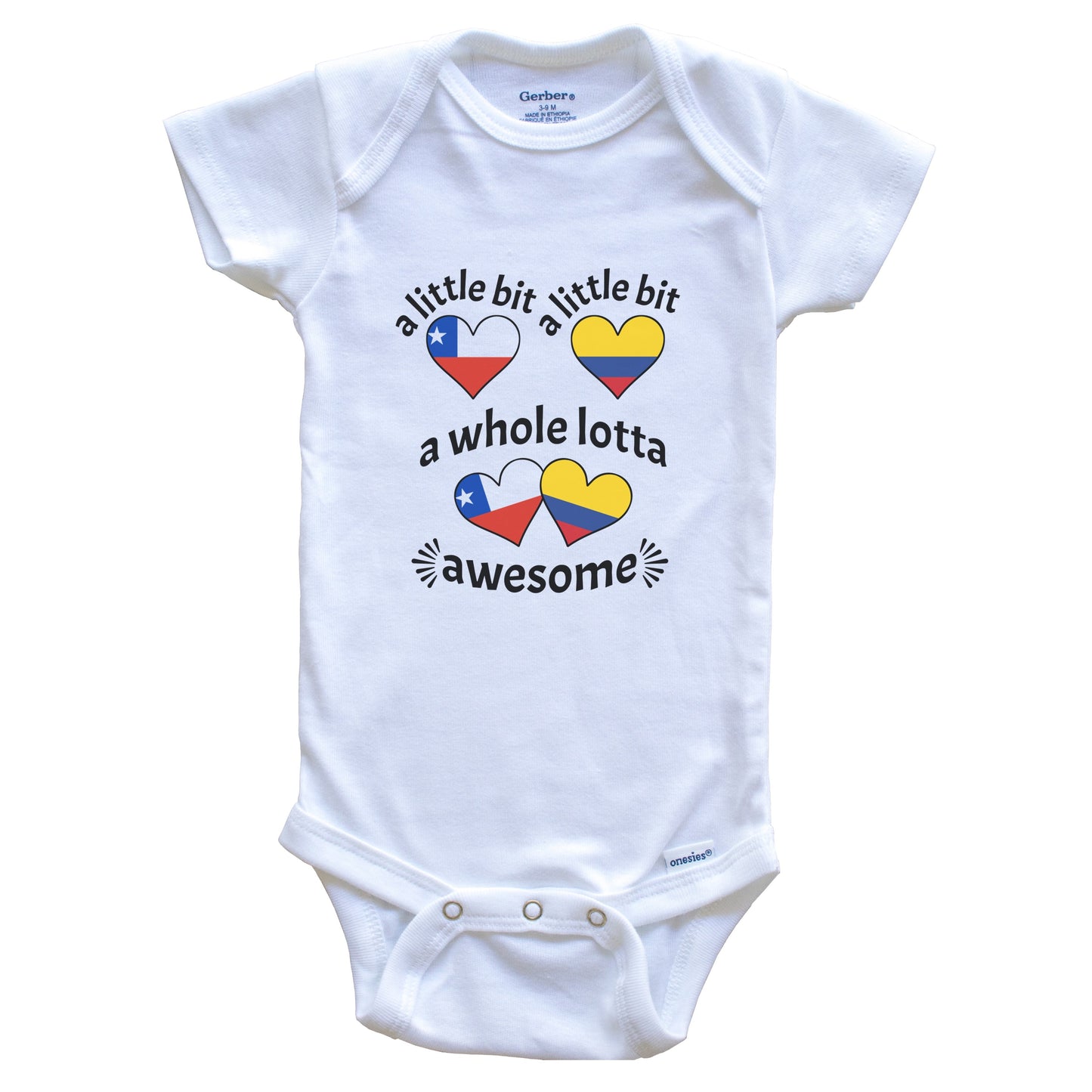 A Little Bit Chilean Colombian Chile Colombia Heart Flags Baby Bodysuit