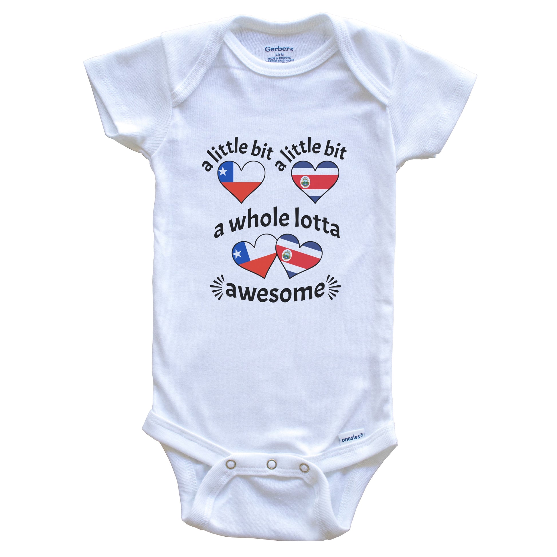 A Little Bit Chilean Costa Rican Chile Costa Rica Heart Flags Baby Bodysuit