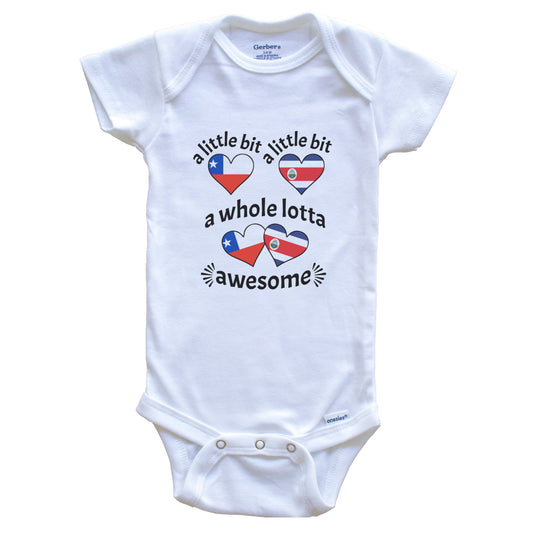 A Little Bit Chilean Costa Rican Chile Costa Rica Heart Flags Baby Bodysuit