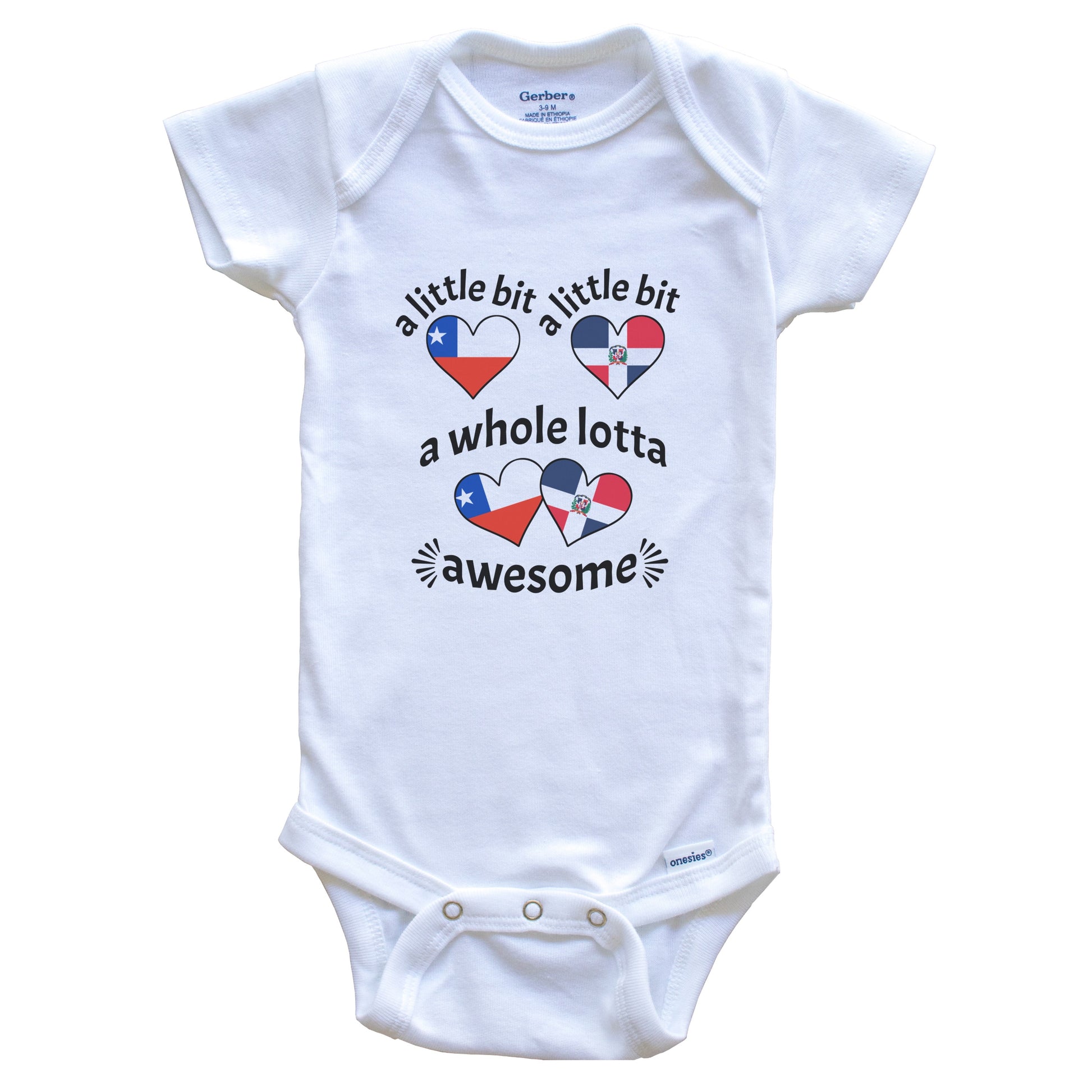 A Little Bit Chilean Dominican Chile Dominican Republic Heart Flags Baby Bodysuit