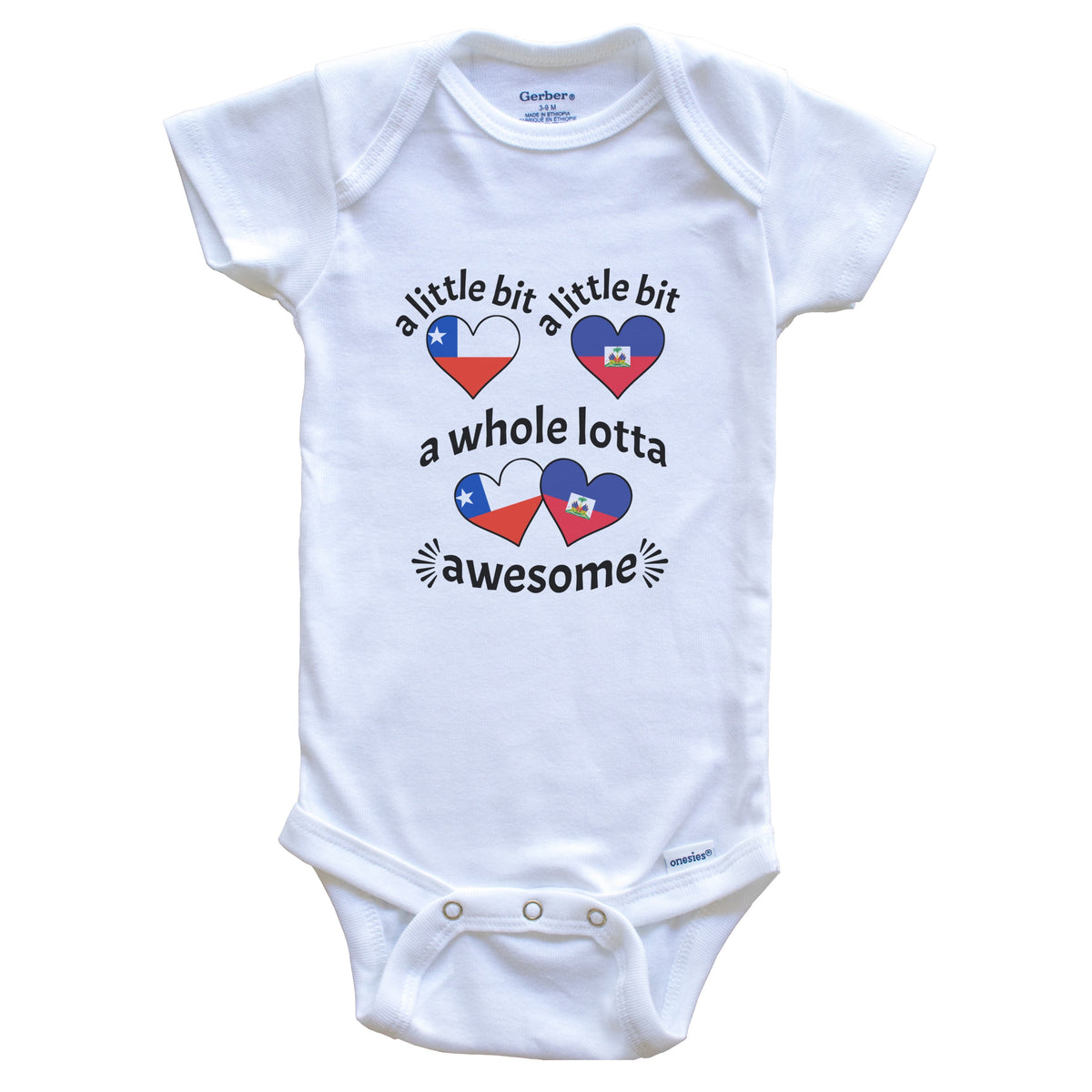 A Little Bit Chilean Haitian Chile Haiti Heart Flags Baby Bodysuit