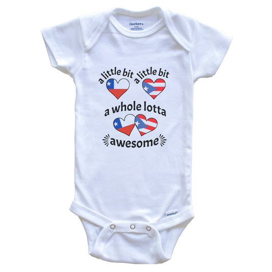 A Little Bit Chilean Puerto Rican Chile Puerto Rico Heart Flags Baby Bodysuit